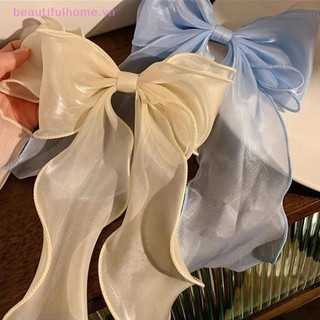 [Beautifulhome] Kẹp Tóc Nơ Voan Ngọt Ngào Bé Gái Màu Xanh Sáng Sa Nơ Kẹp Tóc Ruy Băng Nơ Barrette Kẹp Tóc Kẹp Đuôi Ngựa Mũ [vẻ đẹp]