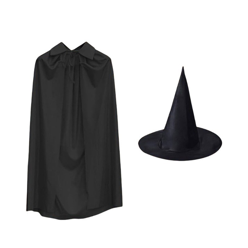 Mis Phù Thủy Phụ Kiện Trang Phục Bao Gồm Phù Thủy Áo Khoác Phù Thủy Mũ Halloween Áo Cho Trẻ Em Người Lớn Halloween Cosplay Par