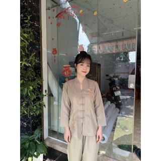set đồ bộ nữ đi chùa cổ bà lai tim nút thắt Áo