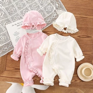 Bodysuit Dài Tay Cho Bé Gái, Body Bánh Bèo Viền Xếp Ly Mẫu Quần Áo Trẻ Em Liền Thân SLT96