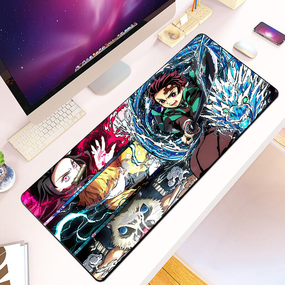 Anime Nhật Bản Demon Slayer Mousepad HD In Máy Tính Game Thủ Khóa Cạnh Chống Trơn Trượt Miếng Lót Chuột XXL90x40cm Bàn Phím PC Để Bàn Pad