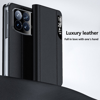 Ốp điện thoại da Window View cho Xiaomi Mix Fold 4 Smart Sleep Awake Flip Cover