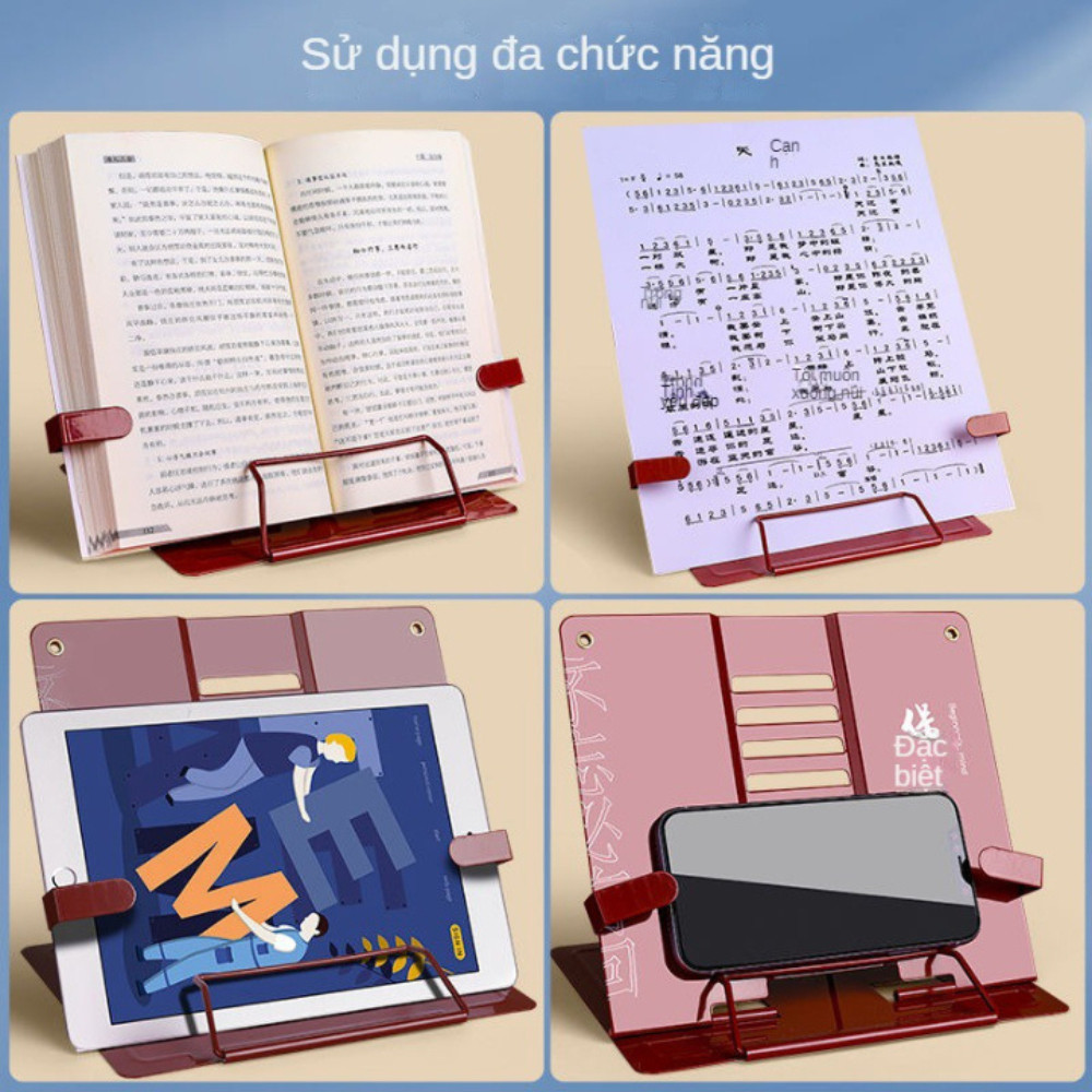 Giá Đỡ Sách, Kẹp Sách Gấp Gọn Điều Chỉnh Tư Thế Đọc Bằng Kim Loại Họa Tiết Ngộ Nghĩnh