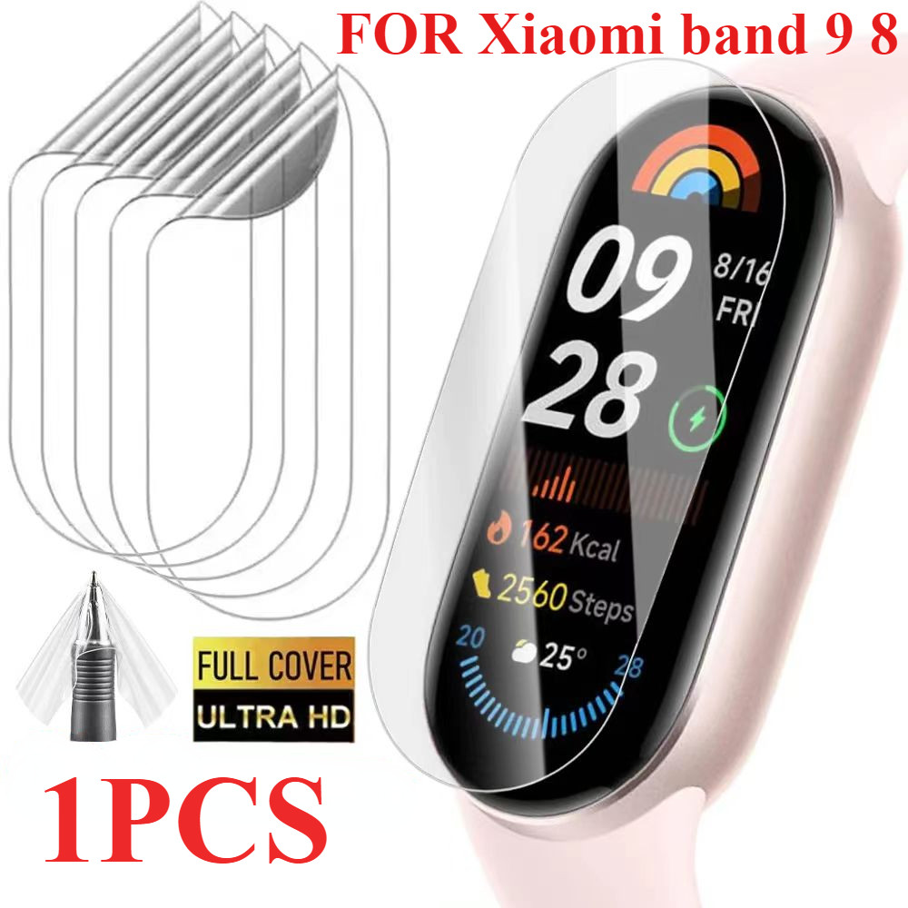1 Miếng Dán Bảo Vệ Màn Hình Đồng Hồ TPU Linh Hoạt Cho Xiaomi Mi Band 10 9 8 Phim Hydrogel Chống Trầy Xước Mềm Cho Xiaomi Band Miband 7 6 5 4 3