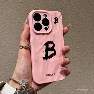 Ốp điện thoại di động chữ cái kiểu nhăn B QYJS dùng cho IPhone 15 ProMax 14 13 12 PRO 11 14 15 PLUS X XR XR XSMAX SE 7 8PLUS vỏ mềm chống rơi Ốp bảo vệ silicon NDSE