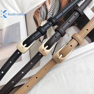 Kudosation Slim Eo Thắt Lưng Nữ Retro Đa Năng Váy Thường Ngày Váy Trang Trí Đơn Giản Dây Da Khóa Hợp Kim Hình Dạng Không Đều