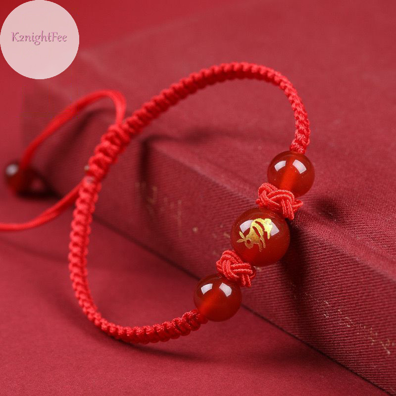 K2nightfee Vòng tay dây đỏ cung hoàng đạo Trung Quốc CNY Trang sức may mắn cho nam và nữ Quà tặng VN