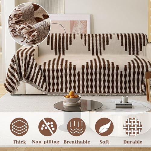 Chăn Sofa Sọc Chenille, Vỏ Ghế Sofa Hiện Đại Một Mảnh, Chống Trơn Trượt Và Có Thể Giặt Được, Vỏ Sofa 2 Chỗ Và 3 Chỗ