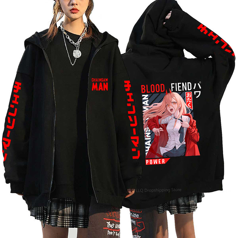 Anime Mới Cưa Xích Người Reze Zip Áo Khoác Thời Trang Mùa Đông Áo Chui Đầu Dài Tay Áo Unisex