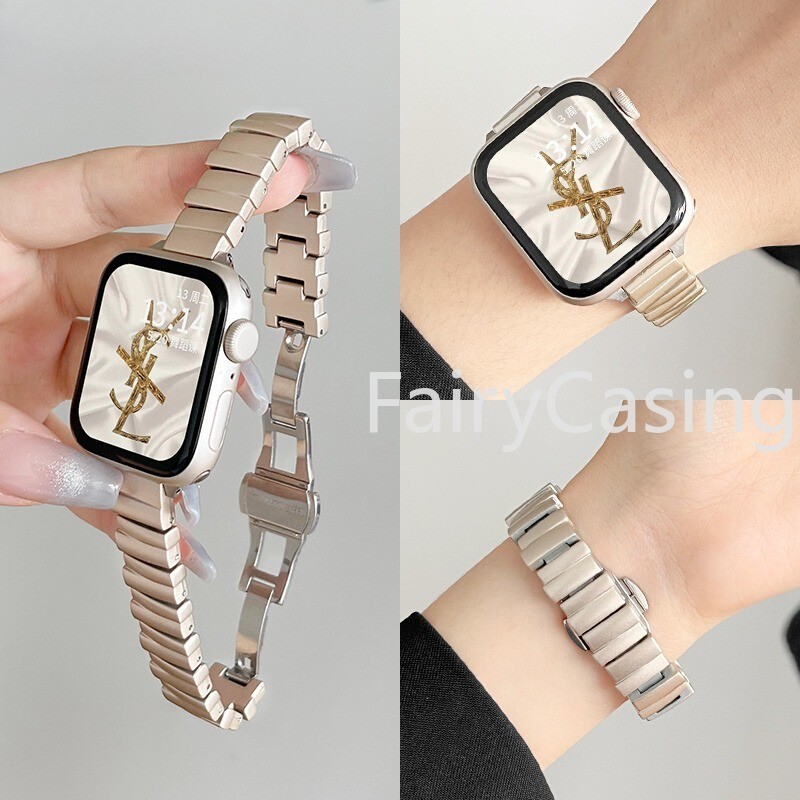 Dây đeo kim loại thời trang S11 cho Apple Watch 46mm 44mm 40mm 45mm 41mm Ultra 2 49mm 42mm 44 45 MM WatchS11 ban nhạc Vòng tay bằng thép không gỉ Iwatch Series 10 7 8 9 Se 4 5 6