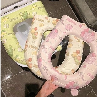 Đệm lót bệ ngồi toilet bốn mùa chống nước in họa tiết dễ thương mẫu ngẫu nhiên
