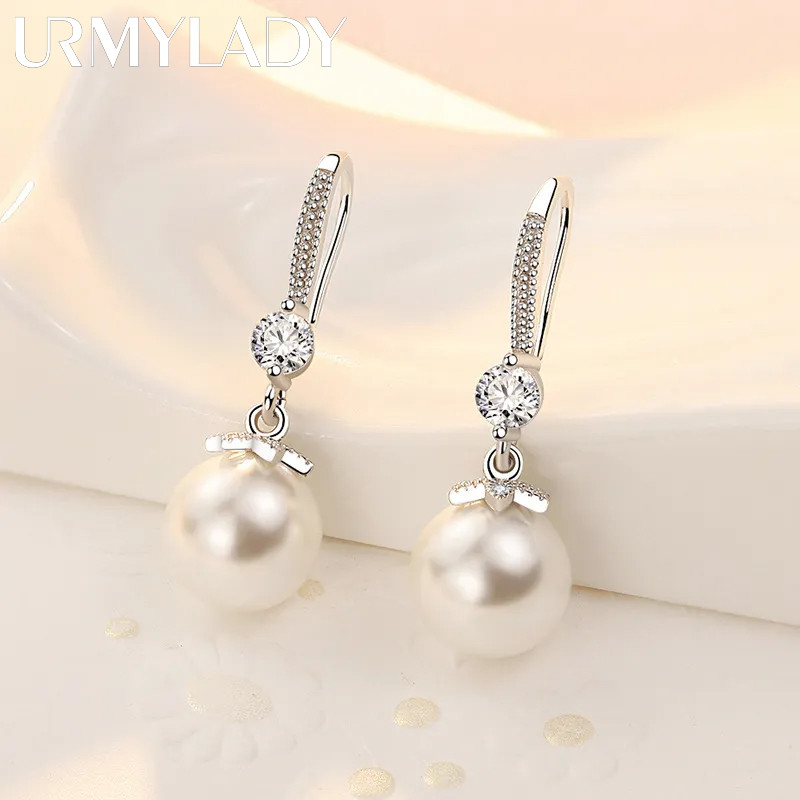 Urmylady Bạc 925 Pha Lê Sang Trọng Zircon Bông Tai Ngọc Trai Quyến Rũ Cho Nữ Trang Sức