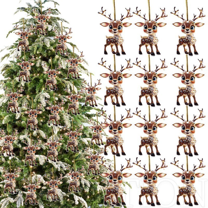 1-5 Cái Đồ trang trí treo cây Giáng sinh - Mặt dây chuyền ông già Noel nai sừng tấm Giáng sinh - Đồ dùng trang trí sân vườn dự tiệc tại nhà - Acrylic, Dễ thương, Hoạt hình, Đa phong cách