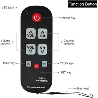 Điều khiển từ xa học tập chống nước đa năng A-TV10 mới cho tất cả các thương hiệu TV W Nút lớn