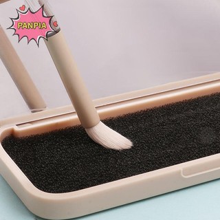 [PNPIA] Bộ cọ phấn mắt hai đầu di động có hộp đựng và gương trang điểm Bàn chải trang điểm du lịch Làm sạch miếng bọt biển Dụng cụ làm đẹp VN