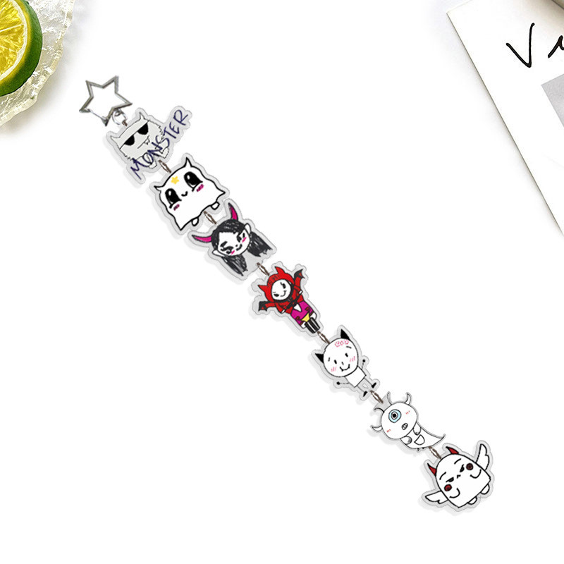 BM Lắc Ánh Sáng Dính MONSTER Acrylic Móc Khóa Kỷ Niệm 1 Năm Phụ Kiện Vòng Chìa Khóa RAMI AHYEON RORA ASA RUKA Móc Khóa Trong Suốt Treo Dây Xích Idol YM