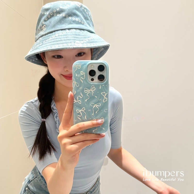 ibumpers Ốp Điện Thoại iPhone Hàn Quốc Coquette Bow Họa Tiết Cho IPhone 11 12 13 14 15 16 Pro Max Ốp Lưng Thiên Thạch Màu Kẹo Silicon Mềm Chống Sốc