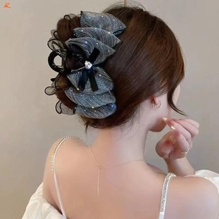Móng vuốt tóc barrettes lưới nơ trang trí đơn giản, phù hợp cho phụ nữ và bé gái dùng hằng ngày