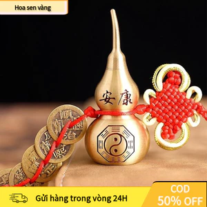 【24H】Dây Đồng Xu Ngũ Đế Kèm Hồ Lô Đồng Treo Phong Thủy Thu Hút Tài Lộc, May Mắn