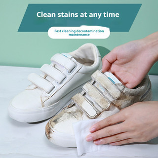 Khăn lau giày ngoài trời di động - Vải làm sạch giày thể thao dùng một lần mạnh mẽ cho bộ dụng cụ làm sạch giày thể thao màu trắng