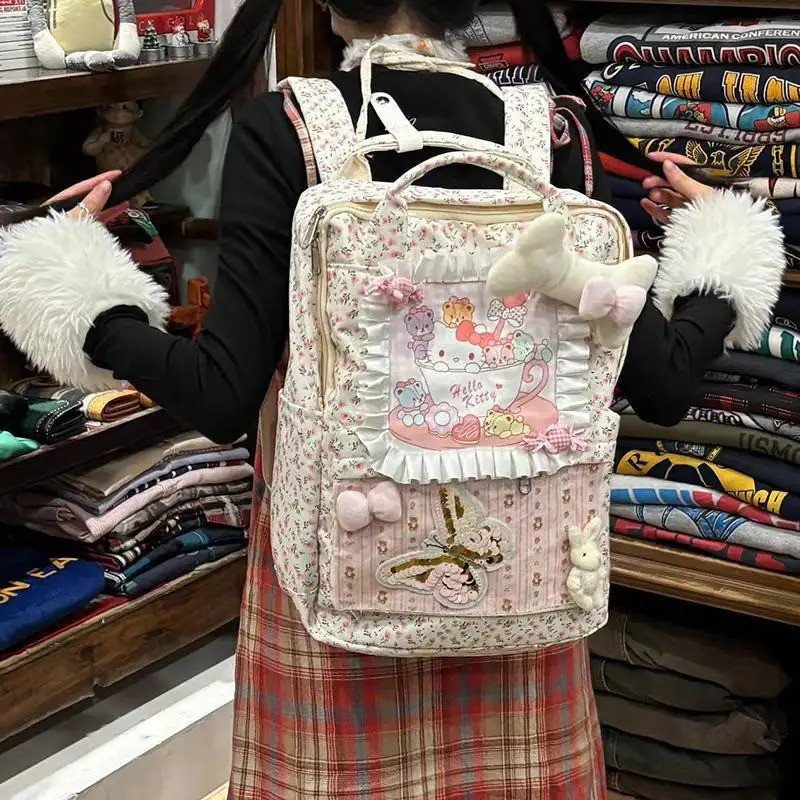 Hello Kitty Ba Lô Vải Ngọt Ngào Và Dễ Thương Gấu Hoa Túi Đeo Vai Hoạt ...