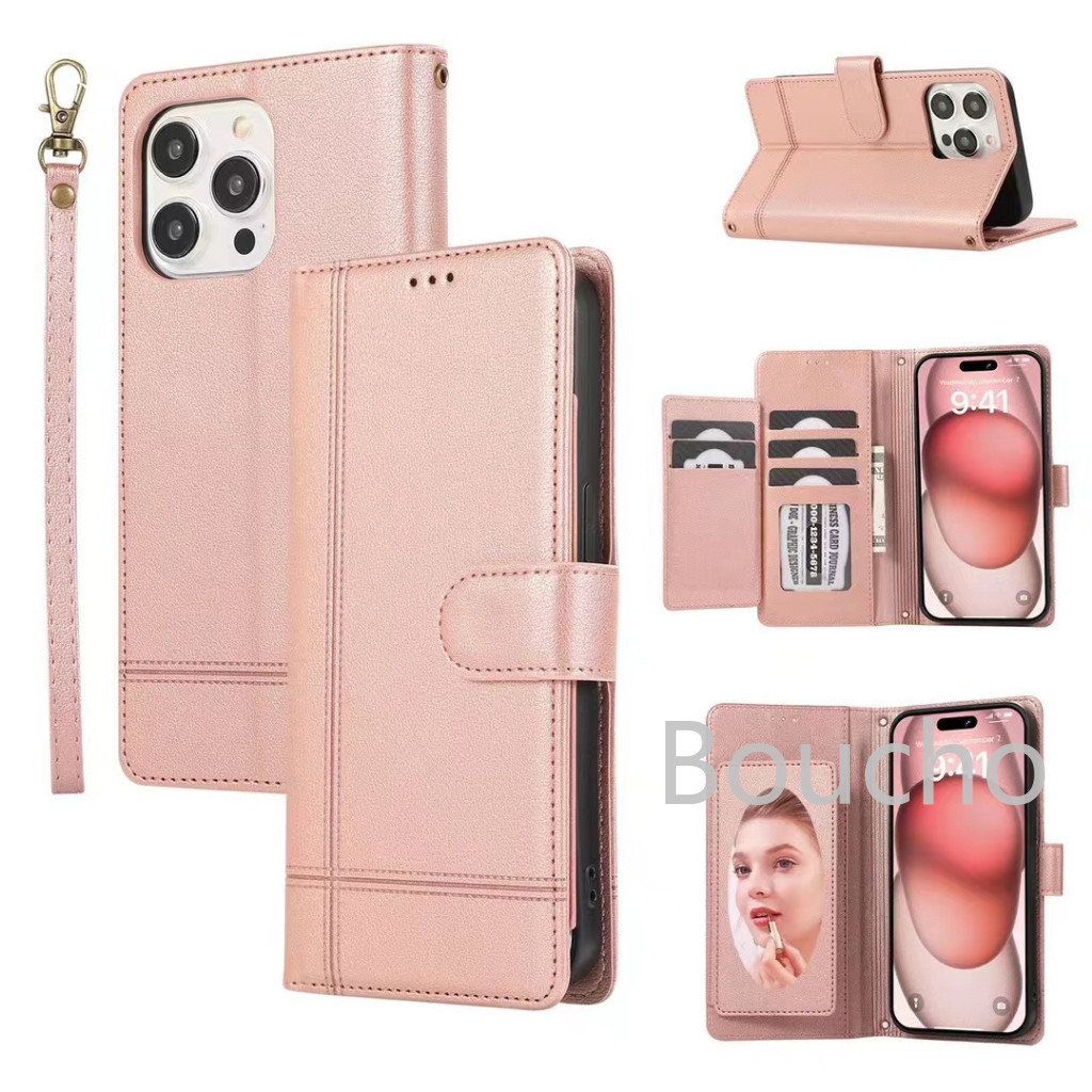Dành Cho OPPO Reno 11 12 13 14 Pro 11F 11A 12F 12FS 13F 13FS 14F F27 5G 4G Ví PU Thời Trang Flip Cover Vỏ Điện Thoại Da Sang Trọng Có Khe Cắm Thẻ