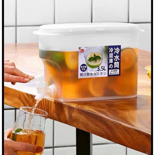 Bình đựng nước có vòi 3,5L có nắp đậy chất liệu PP bền đẹp - Bình đựng nước trà nước trái cây để trong tủ lạnh tiện lợi