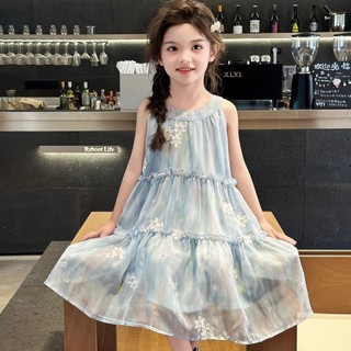 Đầm Công Chúa Bé Gái Chiffon Mùa Hè – Váy Dạo Biển Xếp Tầng Hoa Nhẹ Nhàng Dễ Thương