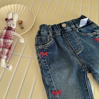 Quần Jean Bé Gái Phong Cách Mới Thời Trang Nơ Bé Hàn Quốc Thường Ngày Trẻ Em Quần Denim loe