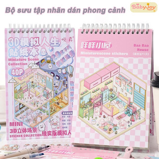【BabyJoy】Bộ Sưu Tập Các Cảnh Thu Nhỏ,Sổ Sticker 3D in 1 quyển,thu nhỏ nhãn dán cảnh,Đồ chơi sáng tạo
