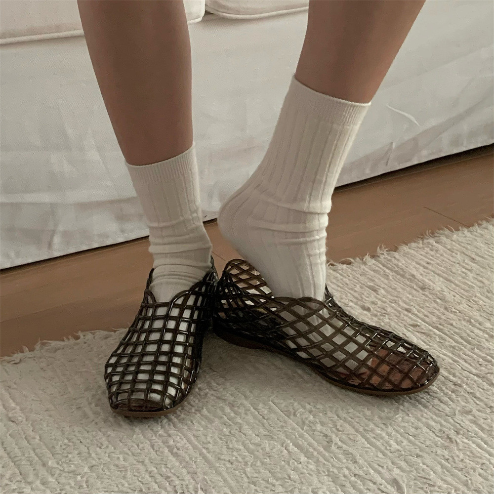 Giày Sandal XIXITIAO Flat Trong Suốt Thời Trang Nữ Phong Cách Mới Đi Biển Kỳ Nghỉ