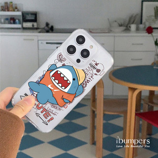 ibumpers Ốp Điện Thoại iPhone Dễ Thương Họa Tiết Cá Mập Ốp Lưng Trong Suốt Nhám Mờ Chống Bẩn Cho IPhone 16 15 14 12 13 11 Pro Max IP 7 8 Plus X XS XR