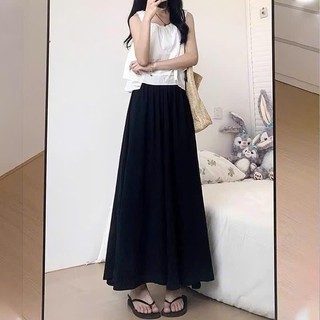 [Combo 2 quần váy] Quần ống rộng dài bigsize nữ chất đũi vân mây, Quần váy lửng cạp cao lưng chun tiện lợi mát mẻ