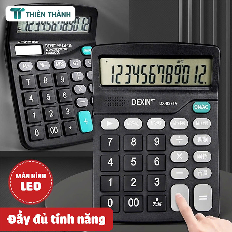 Máy tính để bàn 2 nguồn pin – Máy tính phím bấm siêu nhạy, 12 số, phù hợp học tập và văn phòng