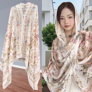 Mỏng nhẹ khăn lụa choàng ngoài nữ, chống nắng, thoải mái dành cho du lịch mùa hè