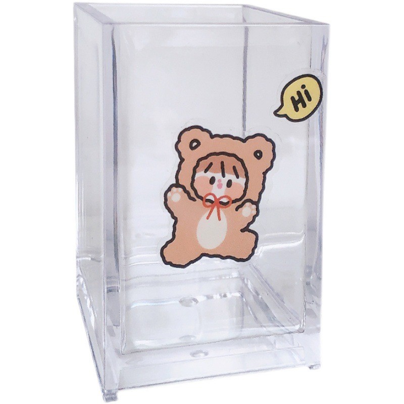 Acrylic ins Phong Cách Dung Tích Lớn Bút Tinh Tế Người Ảnh Hưởng Hộp Bảo Quản Văn Phòng Phẩm Nữ Sinh Viên Để Bàn Có Nắp Trong Suốt