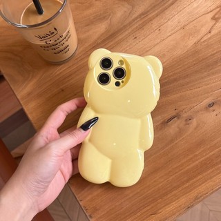 Thời Trang Màu Kẹo 3D Gấu Ngọt Ngào Nữ Tính Ốp Lưng Điện Thoại iPhone 16Promax 16Plus 13 14 15 Promax Chống Bụi Bẩn Chống Sốc Silicon Mềm Nữ Điện Thoại Di Động