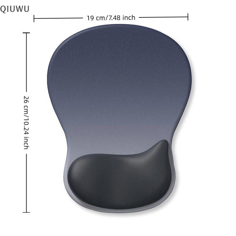 QIUWU Tấm lót chuột công thái học Gradient, hỗ trợ cổ tay thoải mái, chống trượt, mềm mại, phần còn lại cổ tay, silicon