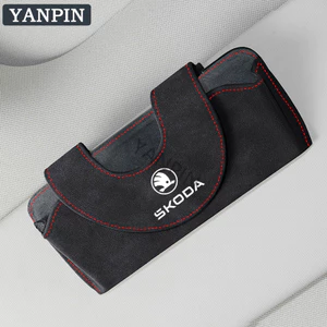 Dành Cho Xe SKODA Túi Bảo Quản Da Lộn Kính Hộp Kodiaq Octavia Tuyệt Vời Fabia Rapid Yeti Scala Kamiq