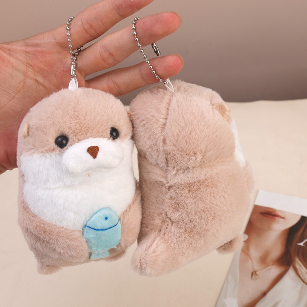 Đồ chơi sang trọng Otter bền mềm mại - Móc khóa mặt dây chuyền treo Kawaii - Quà sinh nhật trẻ em đáng yêu