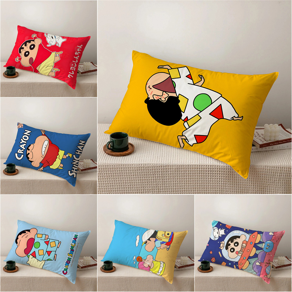 Vỏ Gối Hình Chữ Nhật In Hoạt Hình Cậu Bé Bút Chì Shin-chan Trang Trí Nhà Cửa