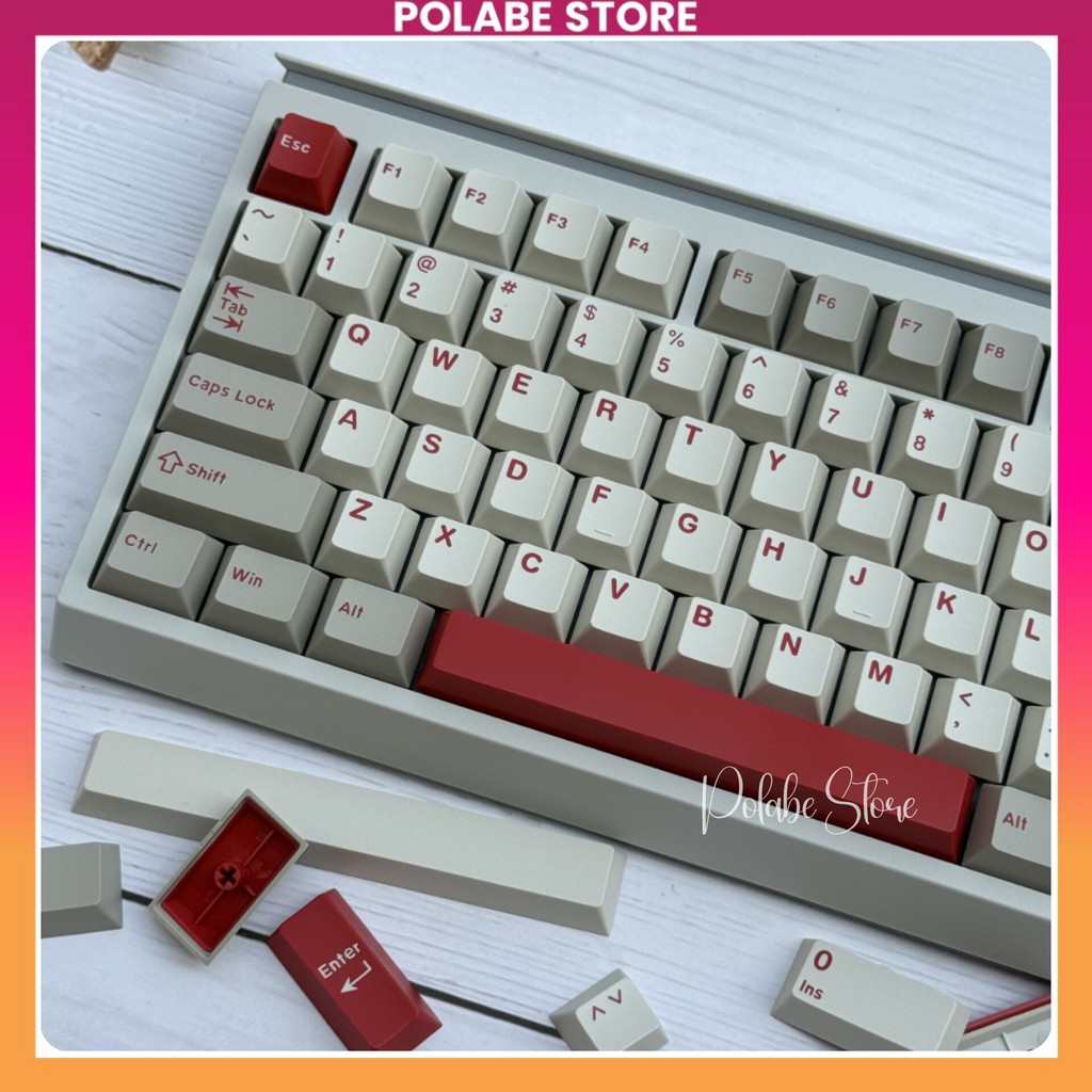 Keycap Classic Retro Red Blot Cherry Profile Keycap CMK cổ điển double shot bàn phím cơ Mitoby Factory | BigBuy360 - bigbuy360.vn