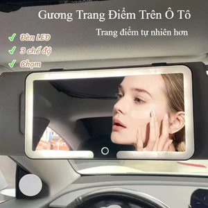 Gương Trang Điểm Trên Ô Tô Với Đèn LED 3 Chế Độ Ánh Sáng Gắn Chắn Nắng Xe Hơi, Màn hình cảm ứng tự động