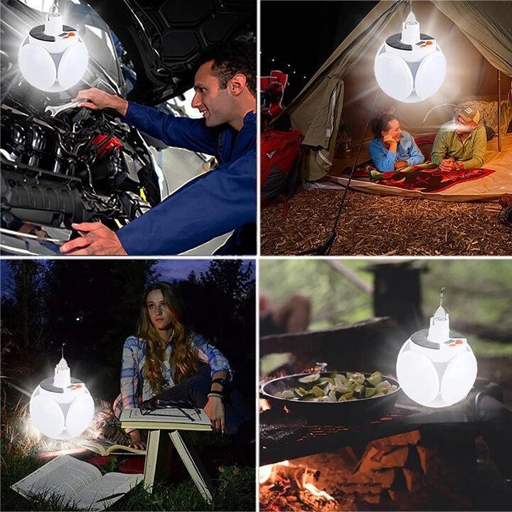 Bóng Đèn tích Điện 4 cánh sạc tích Điện năng lượng mặt trời , 5 chế độ sáng Đèn chiếu sáng trên bàn ngoài trời BB -383