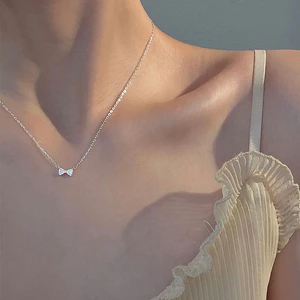 Vòng cổ nơ bạc S925 nữ đơn giản