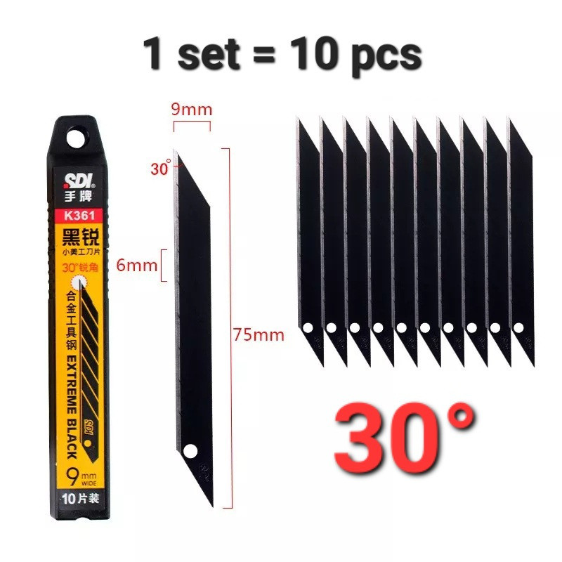 Hộp 10 lưỡi dao đen 30 độ  chuyên dụng SDI