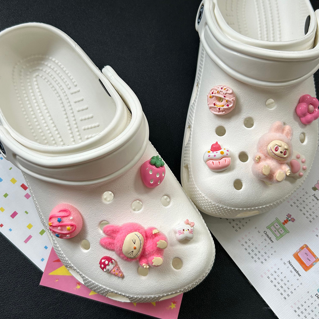 Phụ kiện giày Crocs Bubble Mart, khóa hoa Labubububupu dễ thương, tháo rời, cao cấp