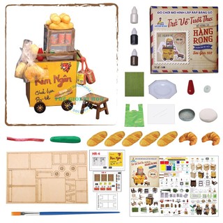 Mô hình gỗ tự lắp ráp DIY- Thế Giới Tí Hon- HÀNG RONG - XE BÁNH MÌ- HR04 (Sản phẩm chưa kèm keo)