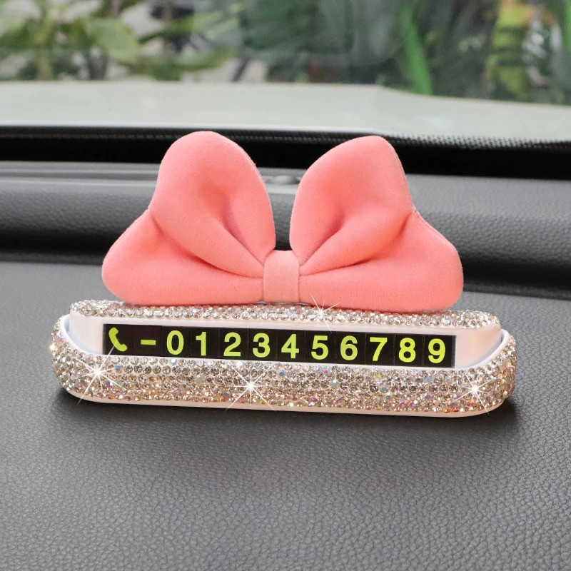 Siêu Sáng Tạo Niche Nơ Đỏ Biển Số Tạm Thời Đỗ Xe Số Điện Thoại Biển Số Ô Tô Trang Trí