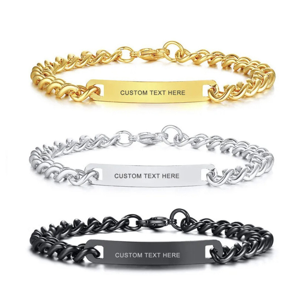 Vòng tay thép titan tự thiết kế - Khắc tên cá nhân hóa cho couple